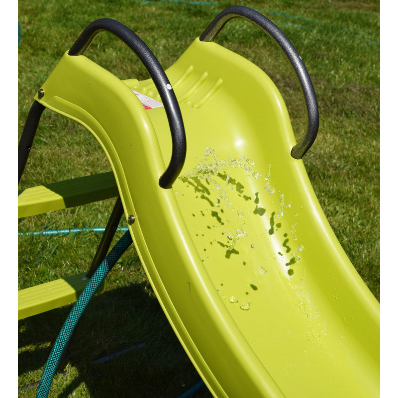 Spielplatz „Maxo XXL“ aus pulverbeschichtetem Metall – mit Rutsche, Trapez & Doppelschaukel, 480×195 cm, hellgrün