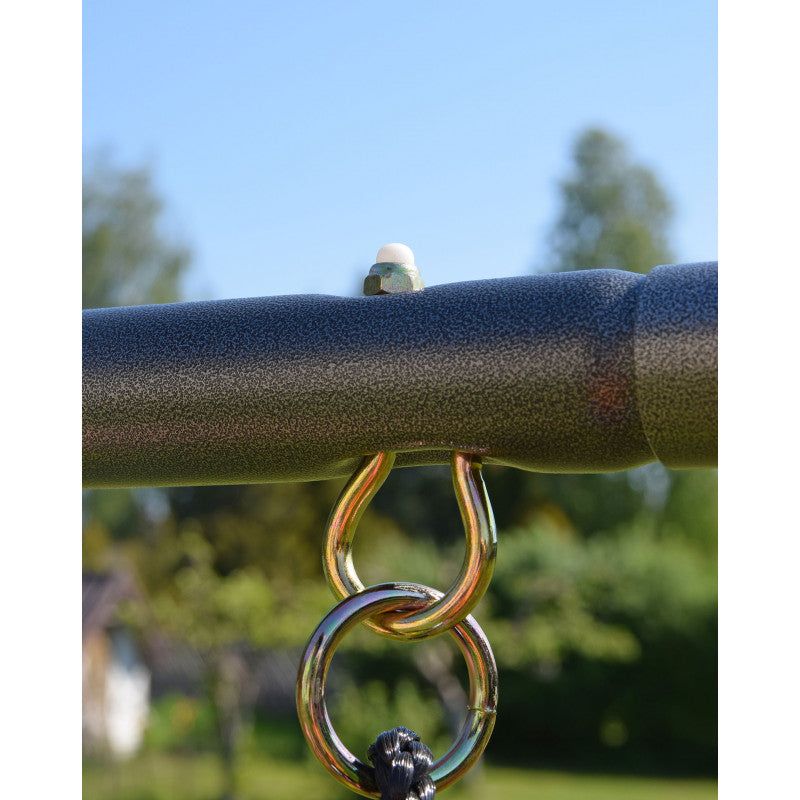 Spielplatz „Maxo XXL“ aus pulverbeschichtetem Metall – mit Rutsche, Trapez & Doppelschaukel, 480×195 cm, hellgrün