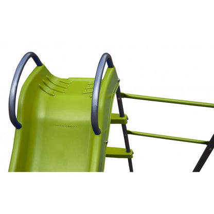 Spielplatz „Maxo XXL“ aus pulverbeschichtetem Metall – mit Rutsche, Trapez & Doppelschaukel, 480×195 cm, hellgrün