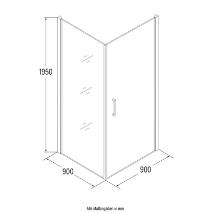Duschkabine Chrom - 90 x 195 cm