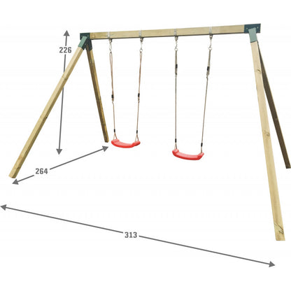 Schaukelset „Luno Duo“ aus imprägnierter Kiefer – Doppelschaukel, 264×313×226 cm, TÜV/EN71, 2 Sitze