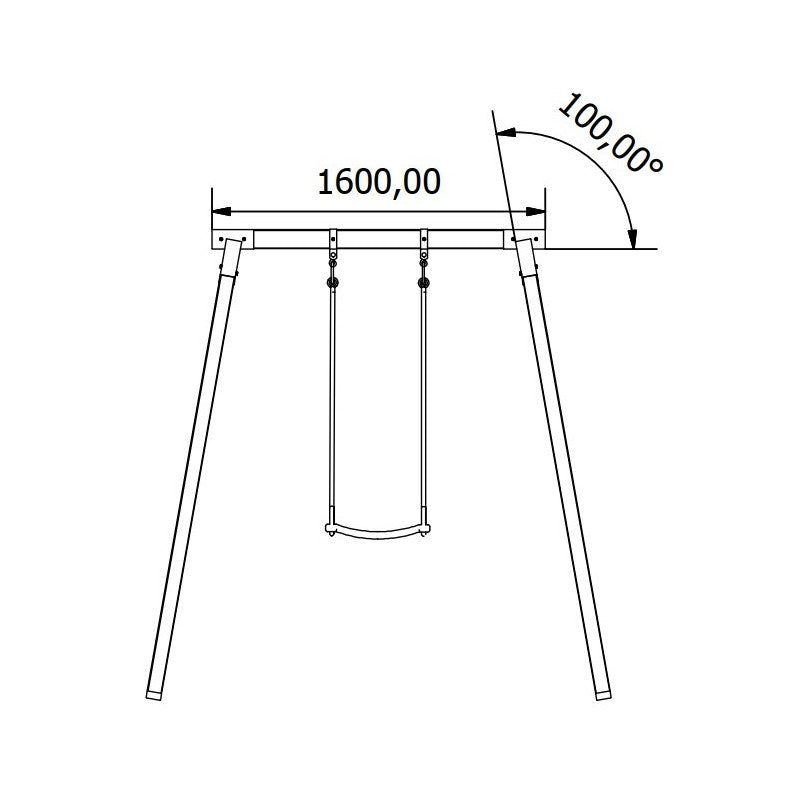 Schaukelset „Luno“ aus imprägnierter Kiefer – Einzelschaukel, 223×264×226 cm, TÜV/EN71, rotes Sitzbrett
