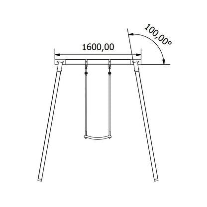 Schaukelset „Luno“ aus imprägnierter Kiefer – Einzelschaukel, 223×264×226 cm, TÜV/EN71, rotes Sitzbrett
