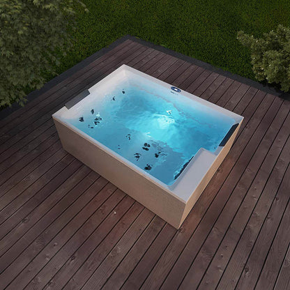 Outdoor Whirlpool optional mit Treppe und Thermoabdeckung - 190 x 140 cm für 2 Personen