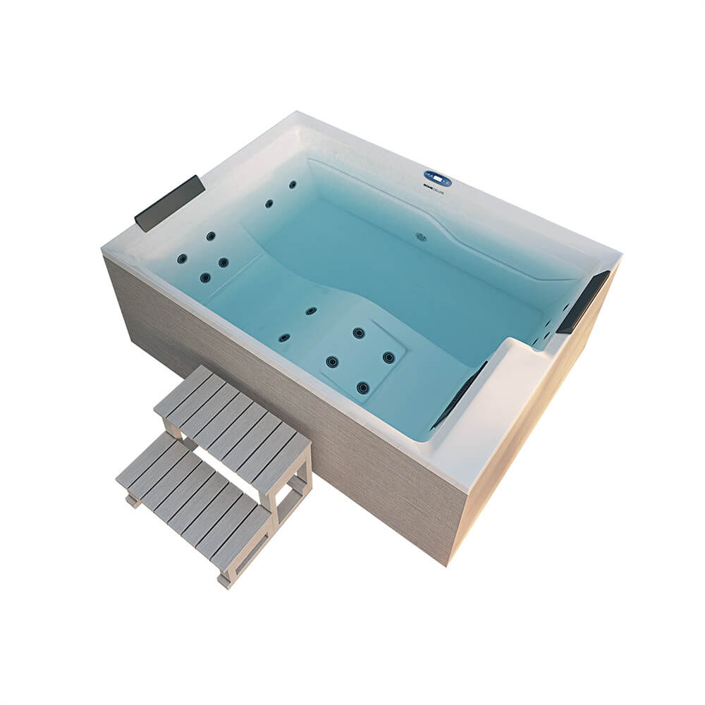 Outdoor Whirlpool optional mit Treppe und Thermoabdeckung - 190 x 140 cm für 2 Personen