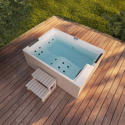 Outdoor Whirlpool optional mit Treppe und Thermoabdeckung - 190 x 140 cm für 2 Personen