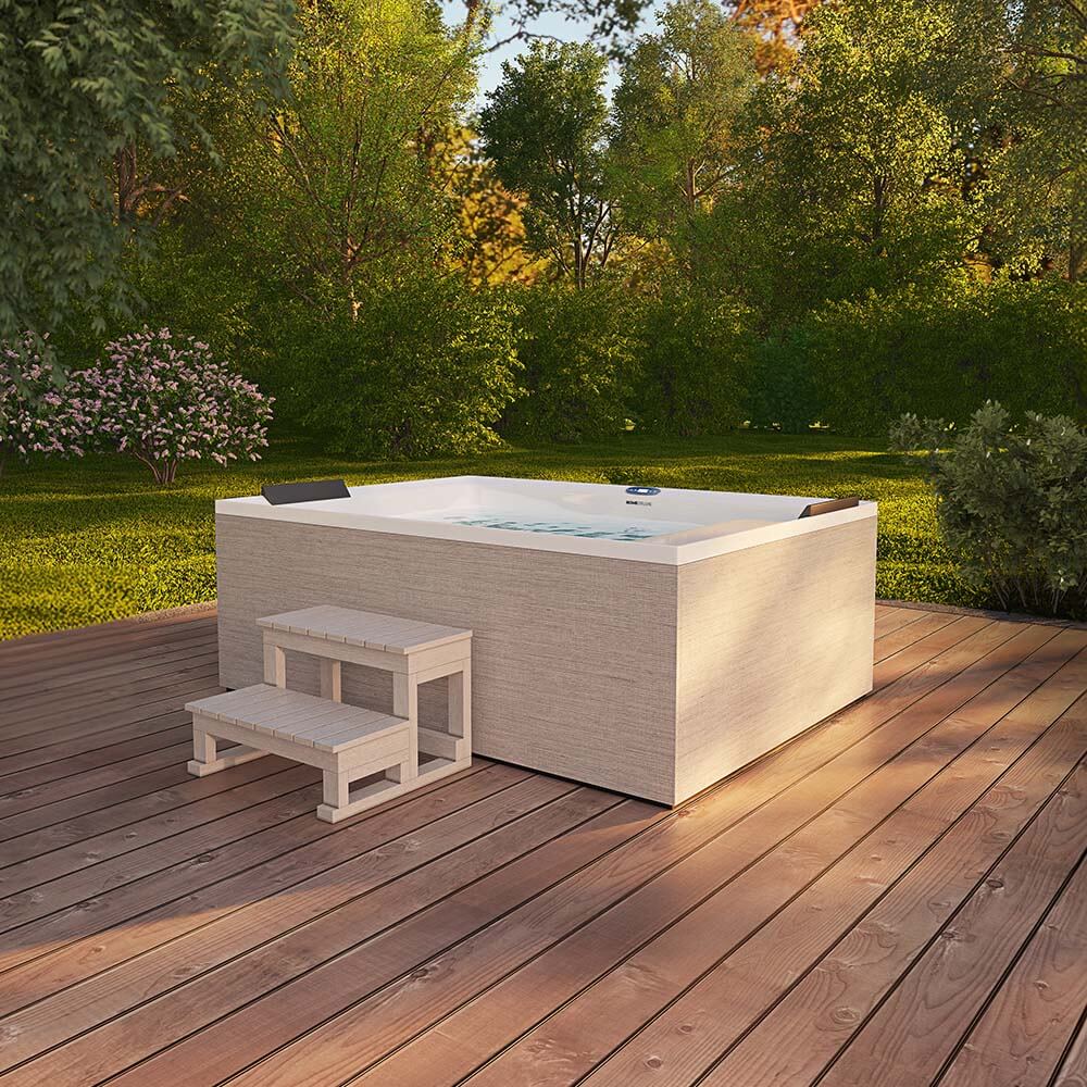 Outdoor Whirlpool optional mit Treppe und Thermoabdeckung - 190 x 140 cm für 2 Personen