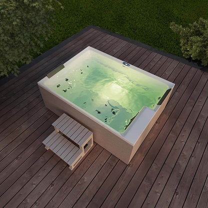 Outdoor Whirlpool optional mit Treppe und Thermoabdeckung - 190 x 140 cm für 2 Personen