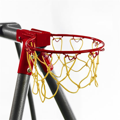 Spielplatz „Olli Red“ aus pulverbeschichtetem Metall – XXL-Kinderspielanlage mit Rutsche, Doppelschaukel & Podest mit Dach, 468×339×265 cm