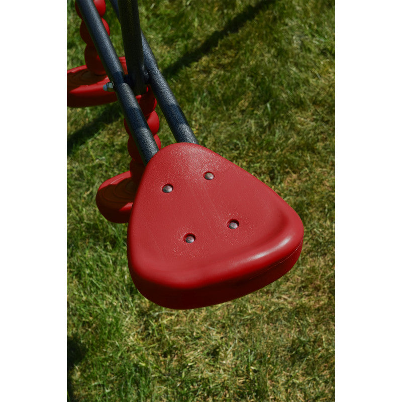 Spielplatz „Olli Red“ aus pulverbeschichtetem Metall – XXL-Kinderspielanlage mit Rutsche, Doppelschaukel & Podest mit Dach, 468×339×265 cm