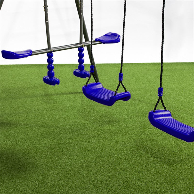 Spielplatz „Olli Blue“ aus pulverbeschichtetem Metall – XXL-Kinderspielanlage mit Rutsche, Doppelschaukel & Dachpodest, 468×339×265 cm