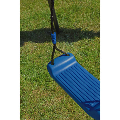 Spielplatz „Olli Blue“ aus pulverbeschichtetem Metall – XXL-Kinderspielanlage mit Rutsche, Doppelschaukel & Dachpodest, 468×339×265 cm