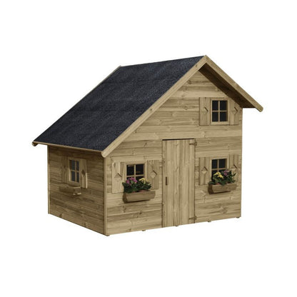 Spielhaus „Mila“ aus Holz – zweistöckig mit Galerie, imprägniert, TÜV-geprüft, ab 3 Jahren