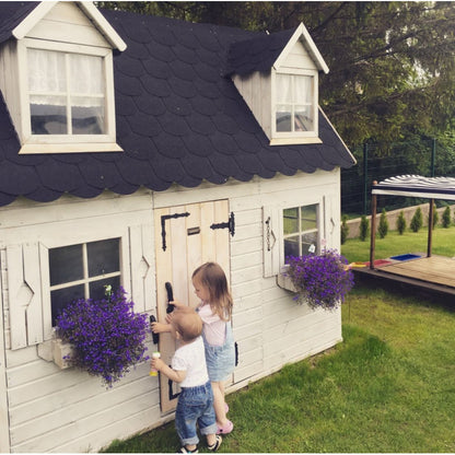 Spielhaus „Maja“ aus Holz – zweistöckig mit Galerie, Leiter & Blumenkästen, 248×157×240 cm, EN71/TÜV-geprüft