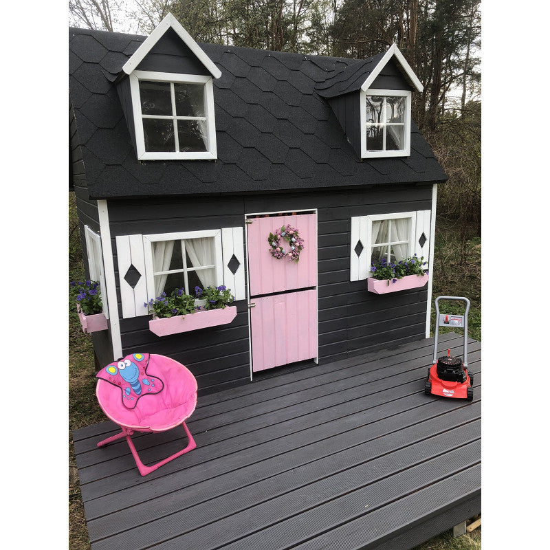 Spielhaus „Maja“ aus Holz – zweistöckig mit Galerie, Leiter & Blumenkästen, 248×157×240 cm, EN71/TÜV-geprüft