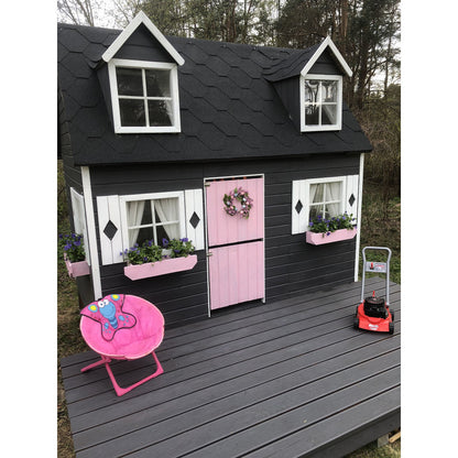Spielhaus „Maja“ aus Holz – zweistöckig mit Galerie, Leiter & Blumenkästen, 248×157×240 cm, EN71/TÜV-geprüft