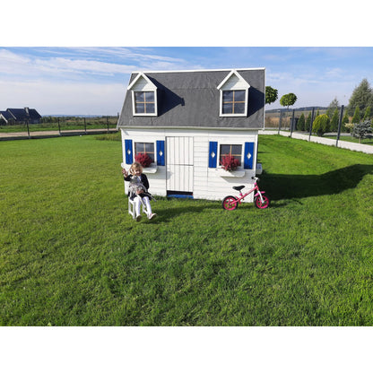 Spielhaus „Maja“ aus Holz – zweistöckig mit Galerie, Leiter & Blumenkästen, 248×157×240 cm, EN71/TÜV-geprüft