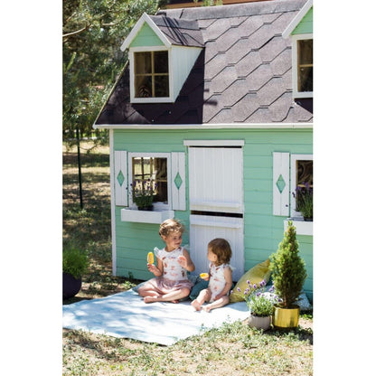 Spielhaus „Maja“ aus Holz – zweistöckig mit Galerie, Leiter & Blumenkästen, 248×157×240 cm, EN71/TÜV-geprüft
