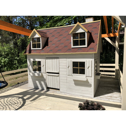 Spielhaus „Maja“ aus Holz – zweistöckig mit Galerie, Leiter & Blumenkästen, 248×157×240 cm, EN71/TÜV-geprüft