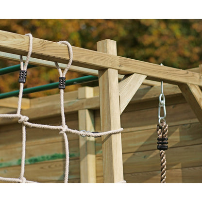 Spielplatz „Cubic Gamma“ aus imprägnierter Kiefer – mit Kletterwand, Seilen & Leitern, 225×185×210 cm