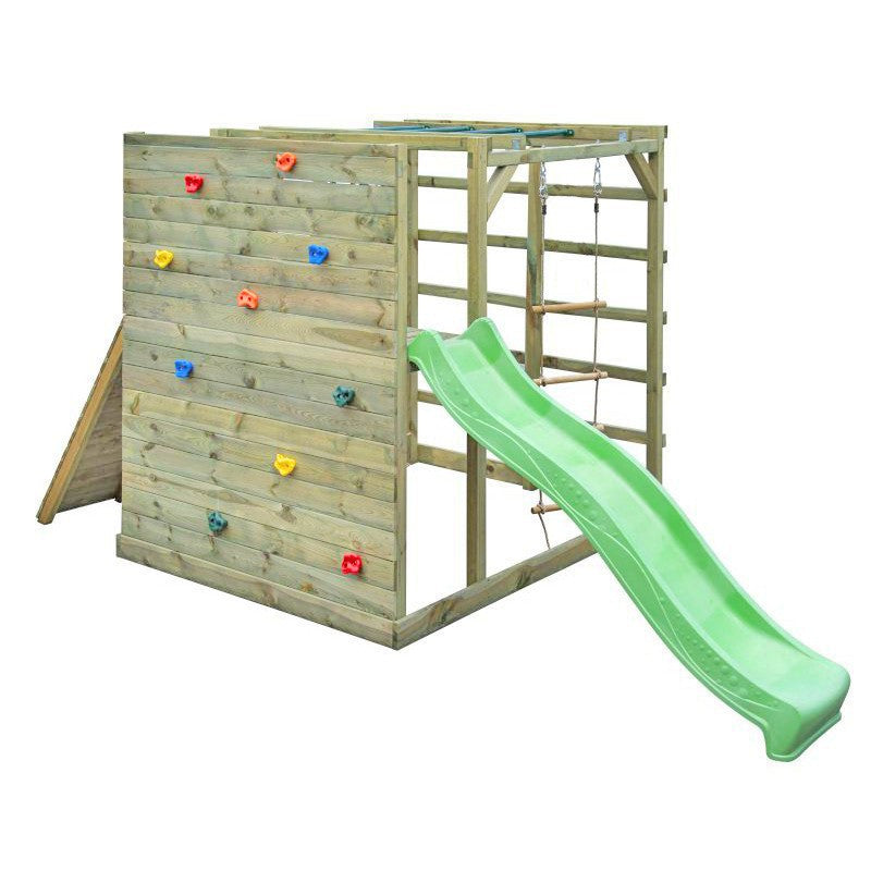 Spielplatz „Cubic Omega Camo“ aus imprägnierter Kiefer – mit Rutsche, Kletterwänden & Seilkletterelement, 447×225×210 cm