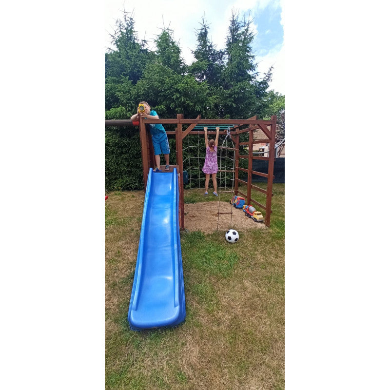 Spielplatz „Cubic Omega Camo“ aus imprägnierter Kiefer – mit Rutsche, Kletterwänden & Seilkletterelement, 447×225×210 cm