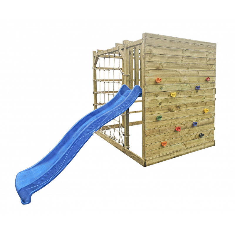 Spielplatz „Cubic Sigma“ aus imprägnierter Kiefer – mit Rutsche, Leitern & Seilkletterwand, 225×360×210 cm