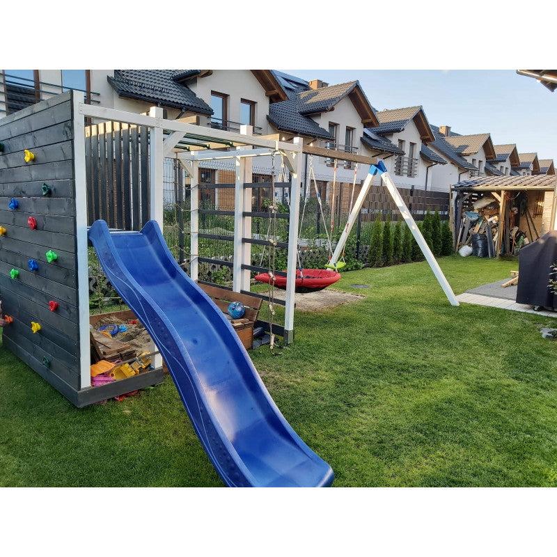 Spielplatz „Cubic Sigma“ aus imprägnierter Kiefer – mit Rutsche, Leitern & Seilkletterwand, 225×360×210 cm