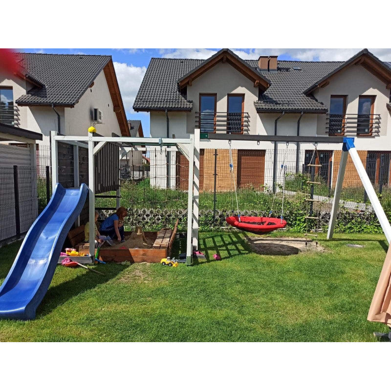 Spielplatz „Cubic Sigma“ aus imprägnierter Kiefer – mit Rutsche, Leitern & Seilkletterwand, 225×360×210 cm