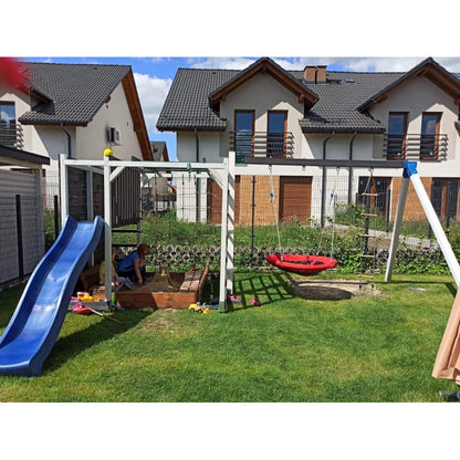 Spielplatz „Cubic Sigma“ aus imprägnierter Kiefer – mit Rutsche, Leitern & Seilkletterwand, 225×360×210 cm