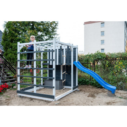 Spielplatz „Cubic Sigma“ aus imprägnierter Kiefer – mit Rutsche, Leitern & Seilkletterwand, 225×360×210 cm