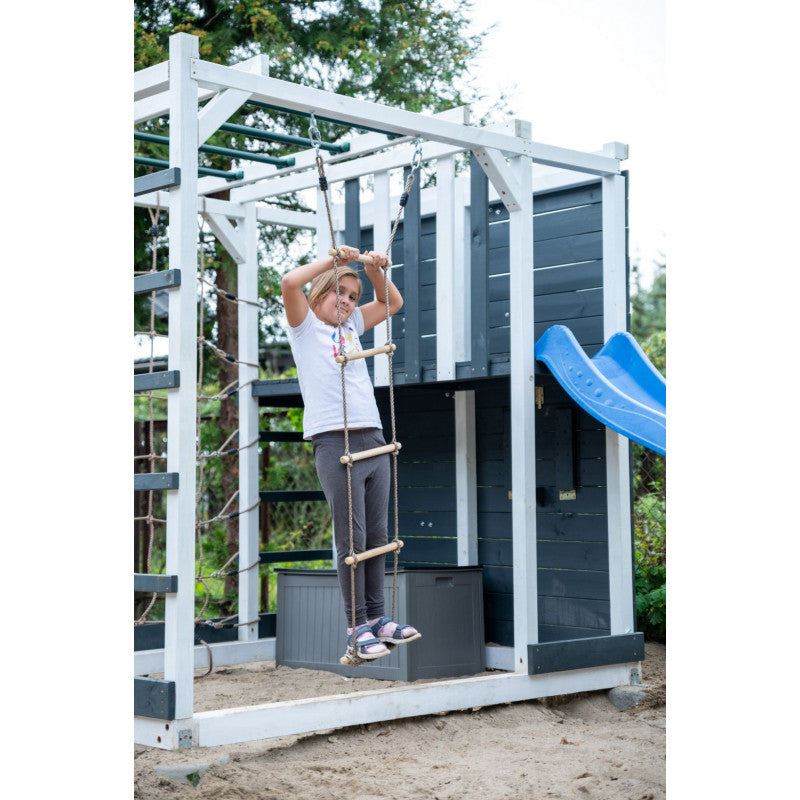 Spielplatz „Cubic Sigma“ aus imprägnierter Kiefer – mit Rutsche, Leitern & Seilkletterwand, 225×360×210 cm