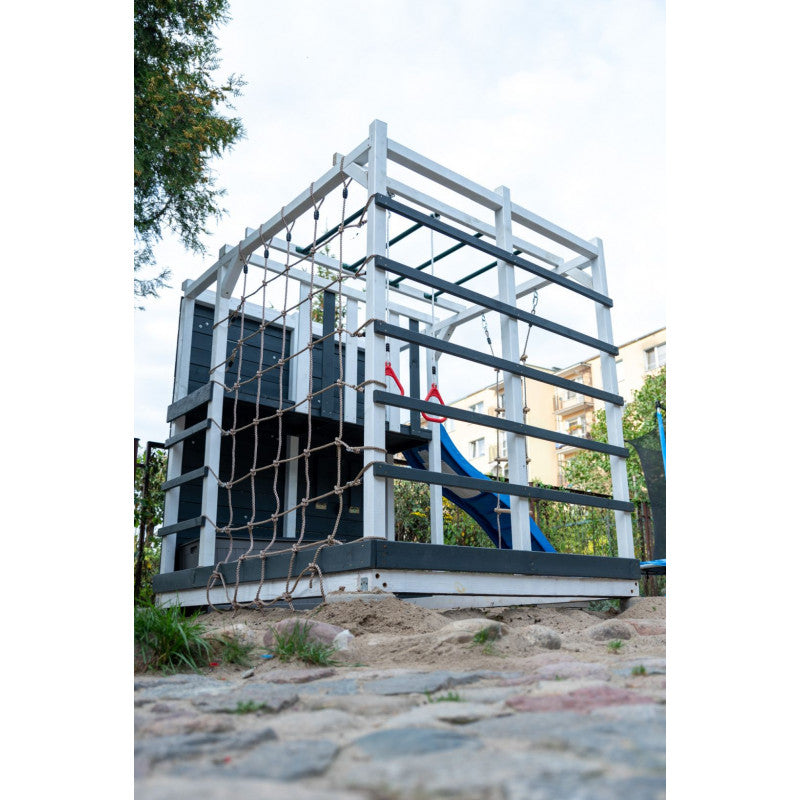 Spielplatz „Cubic Sigma“ aus imprägnierter Kiefer – mit Rutsche, Leitern & Seilkletterwand, 225×360×210 cm