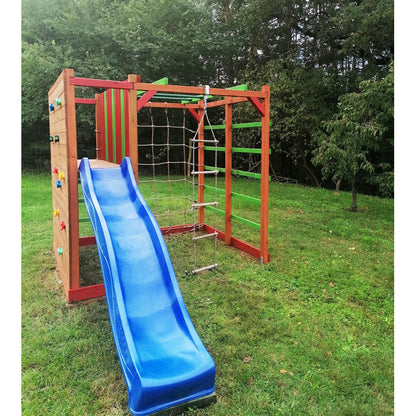 Spielplatz „Cubic Sigma“ aus imprägnierter Kiefer – mit Rutsche, Leitern & Seilkletterwand, 225×360×210 cm