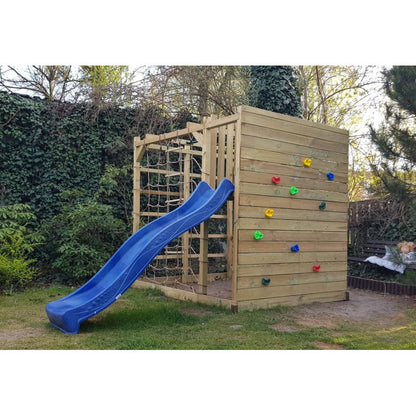 Spielplatz „Cubic Sigma“ aus imprägnierter Kiefer – mit Rutsche, Leitern & Seilkletterwand, 225×360×210 cm