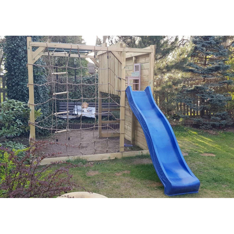 Spielplatz „Cubic Sigma“ aus imprägnierter Kiefer – mit Rutsche, Leitern & Seilkletterwand, 225×360×210 cm