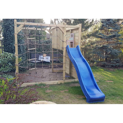 Spielplatz „Cubic Sigma“ aus imprägnierter Kiefer – mit Rutsche, Leitern & Seilkletterwand, 225×360×210 cm