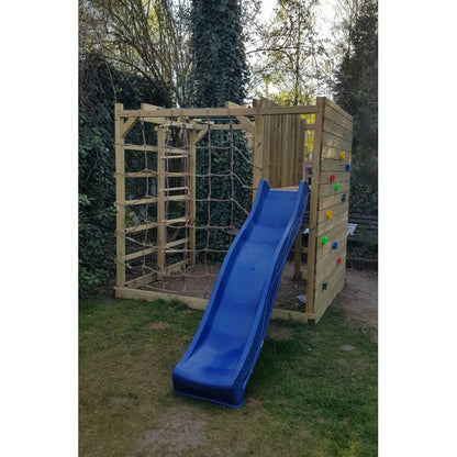 Spielplatz „Cubic Sigma“ aus imprägnierter Kiefer – mit Rutsche, Leitern & Seilkletterwand, 225×360×210 cm