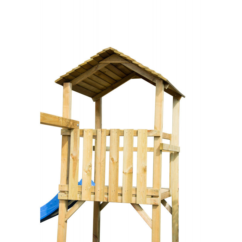 Spielplatz „Lusia“ aus imprägnierter Kiefer – mit Rutsche, Schaukel & Kletterseil, 388×389×261 cm