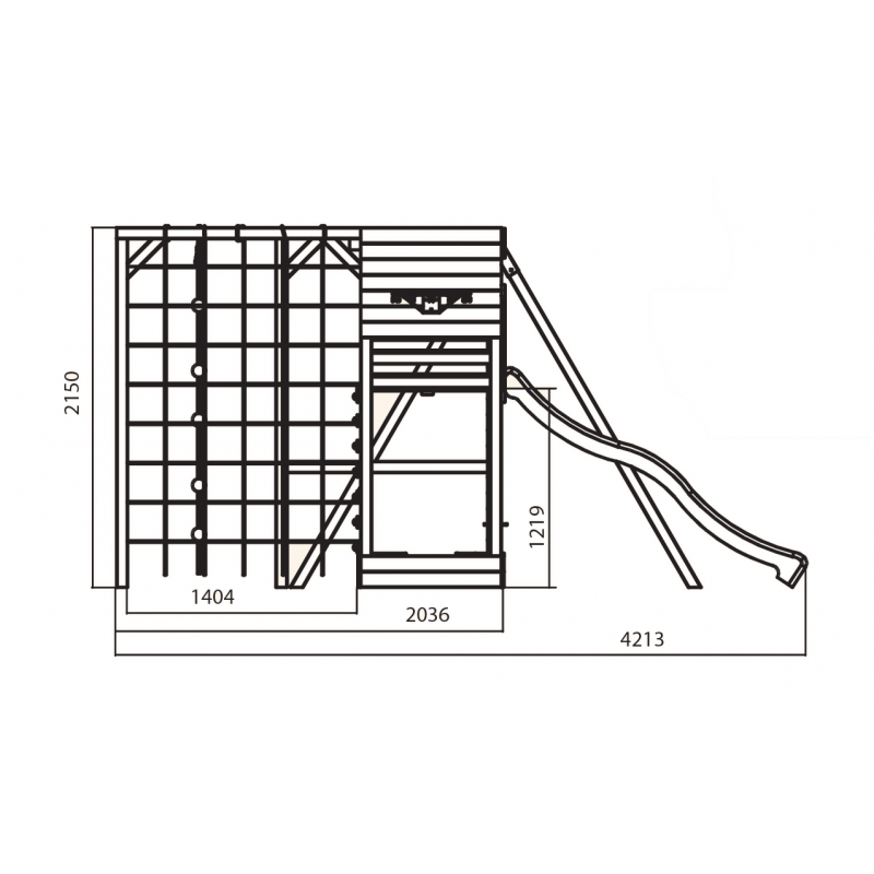 Spielplatz „Cubic Delta“ aus imprägnierter Kiefer – Doppelschaukel, Rutsche & Kletterwände, TÜV/EN71, 409×425×215 cm