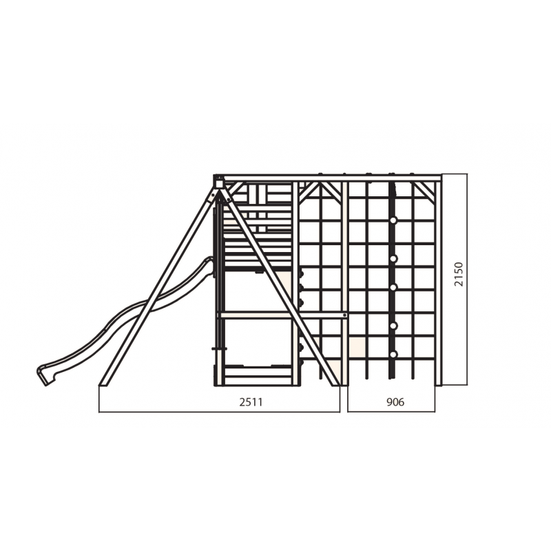 Spielplatz „Cubic Delta“ aus imprägnierter Kiefer – Doppelschaukel, Rutsche & Kletterwände, TÜV/EN71, 409×425×215 cm
