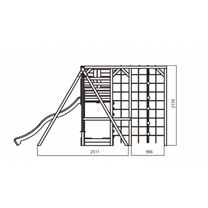 Spielplatz „Cubic Delta“ aus imprägnierter Kiefer – Doppelschaukel, Rutsche & Kletterwände, TÜV/EN71, 409×425×215 cm
