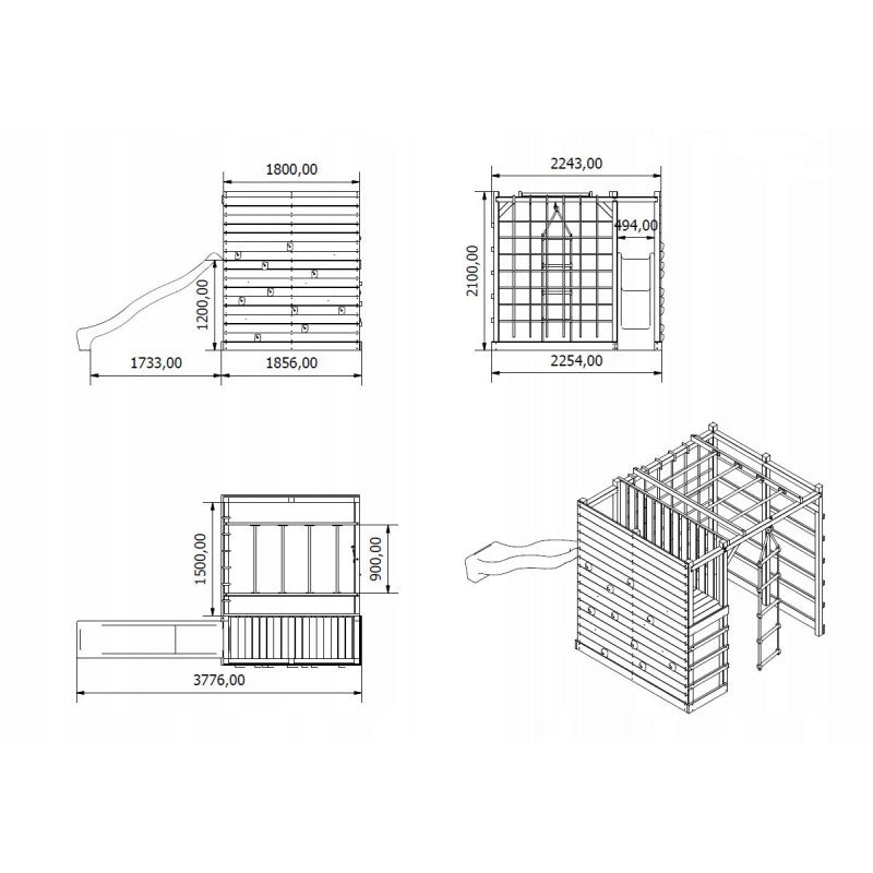 Spielplatz „Luna“ aus imprägnierter Kiefer – mit Rutsche, Schaukel & Kletterelementen, 250×264×228 cm