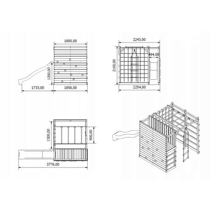 Spielplatz „Luna“ aus imprägnierter Kiefer – mit Rutsche, Schaukel & Kletterelementen, 250×264×228 cm