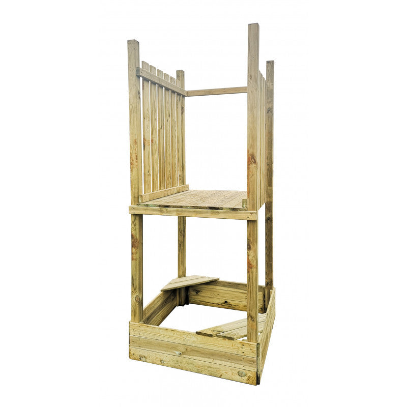 Abenteuerturm „Luno II“ aus imprägnierter Kiefer – mit Dach, Leiter & Sandkasten, TÜV-zertifiziert