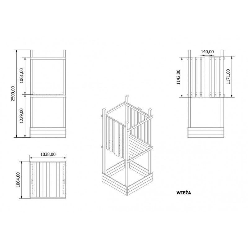 Abenteuerturm „Luno II“ aus imprägnierter Kiefer – mit Dach, Leiter & Sandkasten, TÜV-zertifiziert