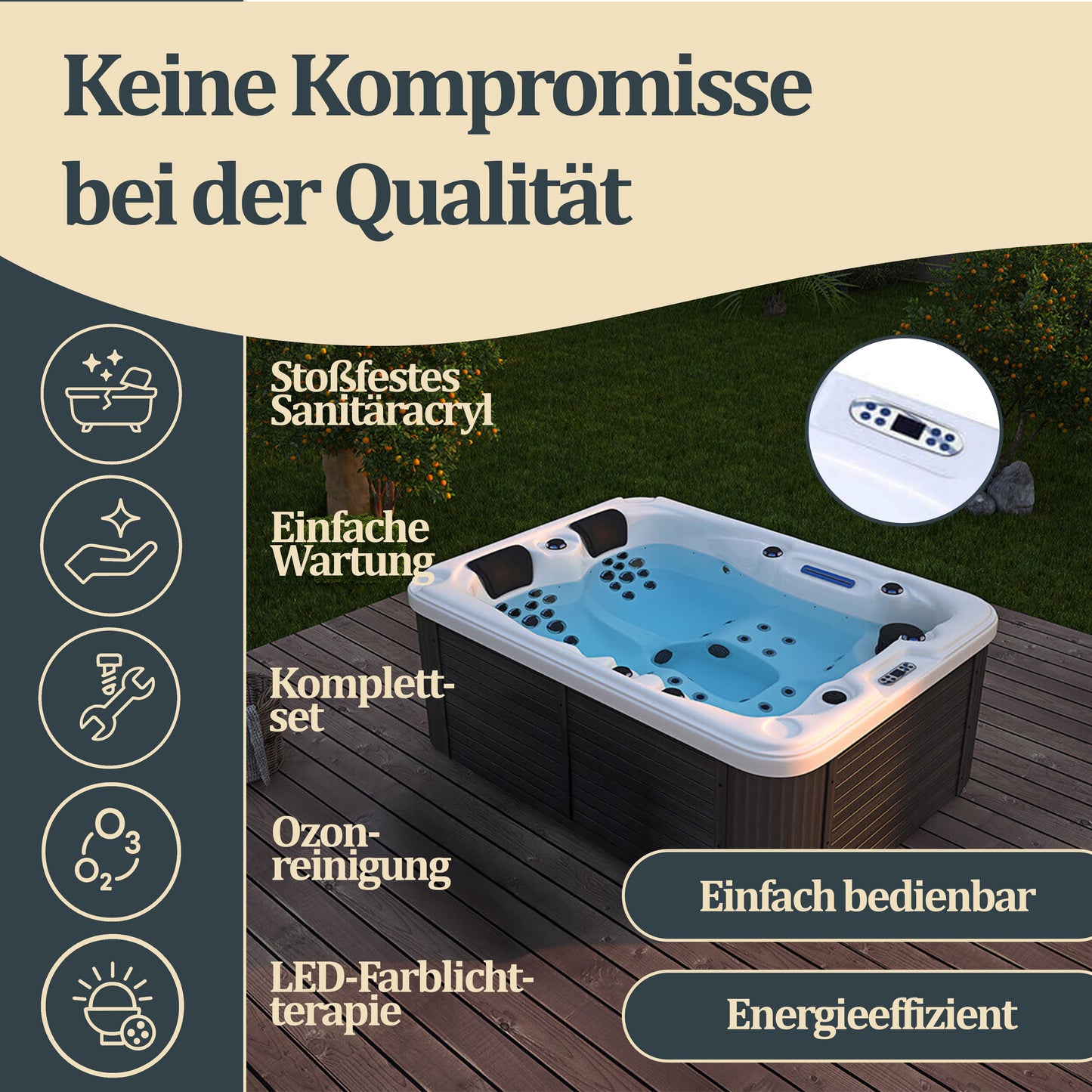 Outdoor Whirlpool - optional mit Treppe und Thermoabdeckung