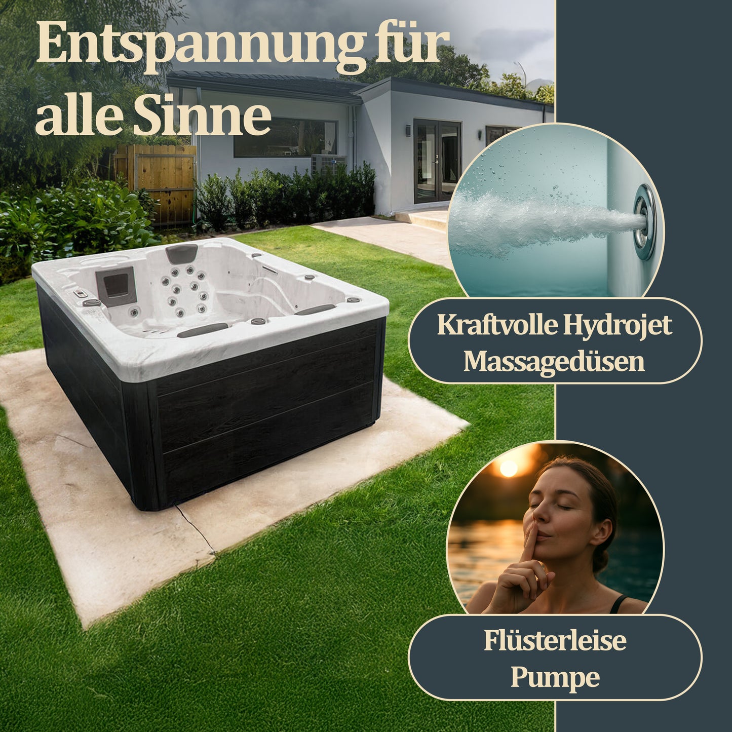 Outdoor Whirlpool - 210 x 160 cm für 3 Personen