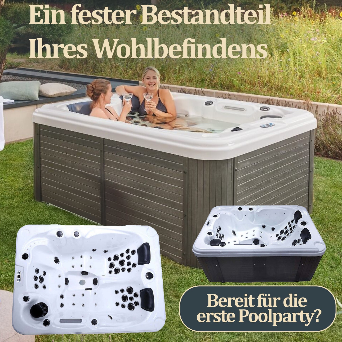 Outdoor Whirlpool - optional mit Treppe und Thermoabdeckung