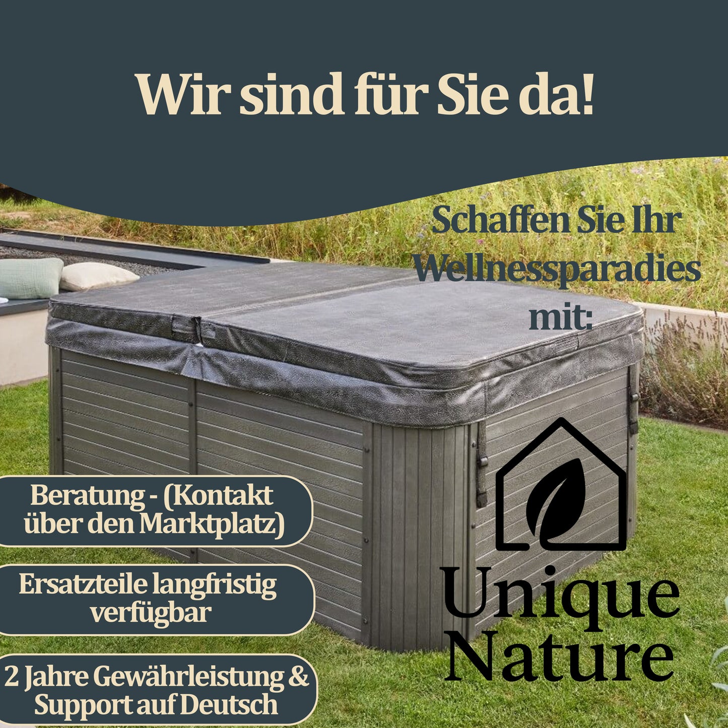 Outdoor Whirlpool - optional mit Treppe und Thermoabdeckung